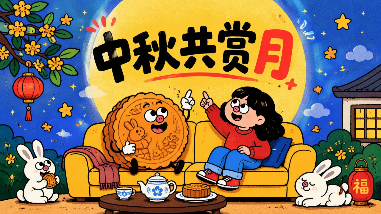 中秋的月亮和月饼