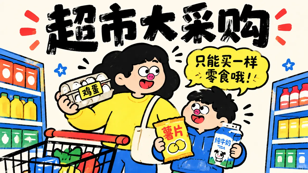 在超市学会挑选牛奶和鸡蛋